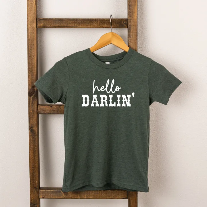 The Juniper Shop Hello Darlin' | Toddler Short Sleeve Crew - White