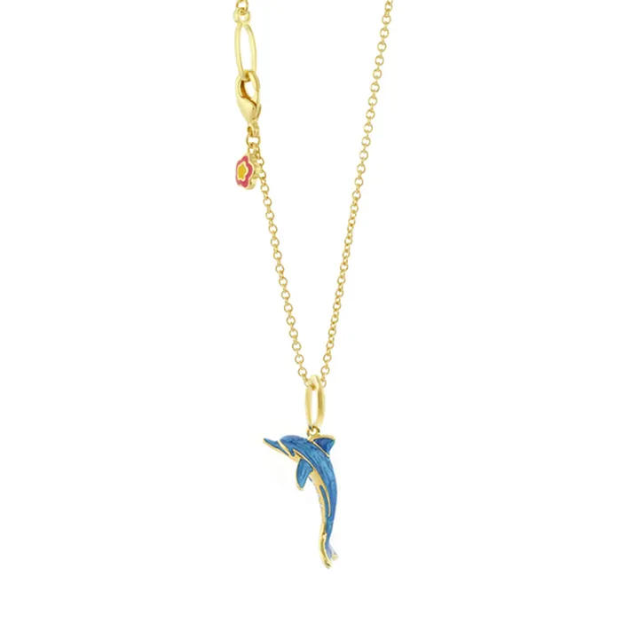 Eau Dolphin 18k Gold-Plated Necklace with Blue Enamel