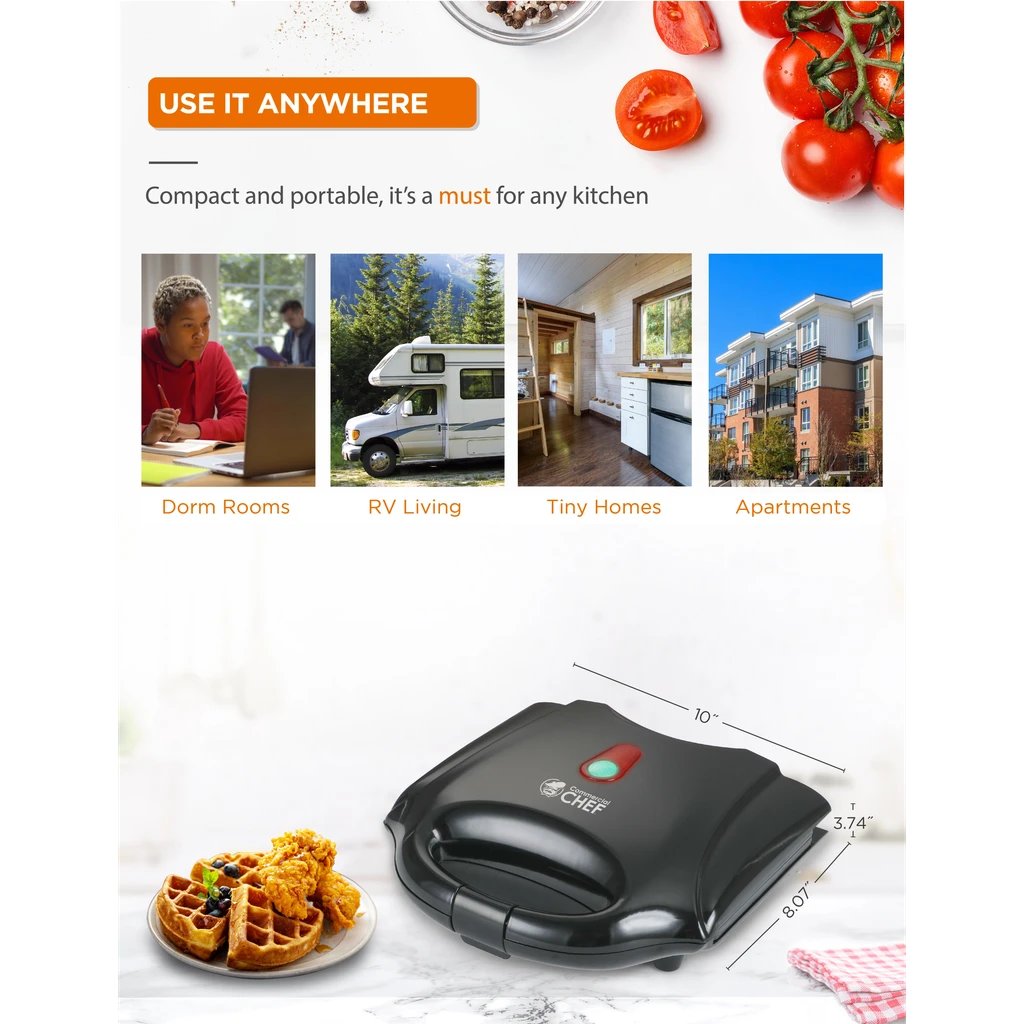 Commercial Chef Nonstick Mini Waffle Maker