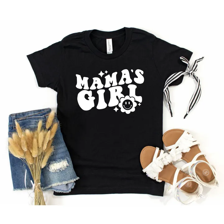 The Juniper Shop Mama's Girl Flower | Toddler Short Sleeve Crew Neck - White