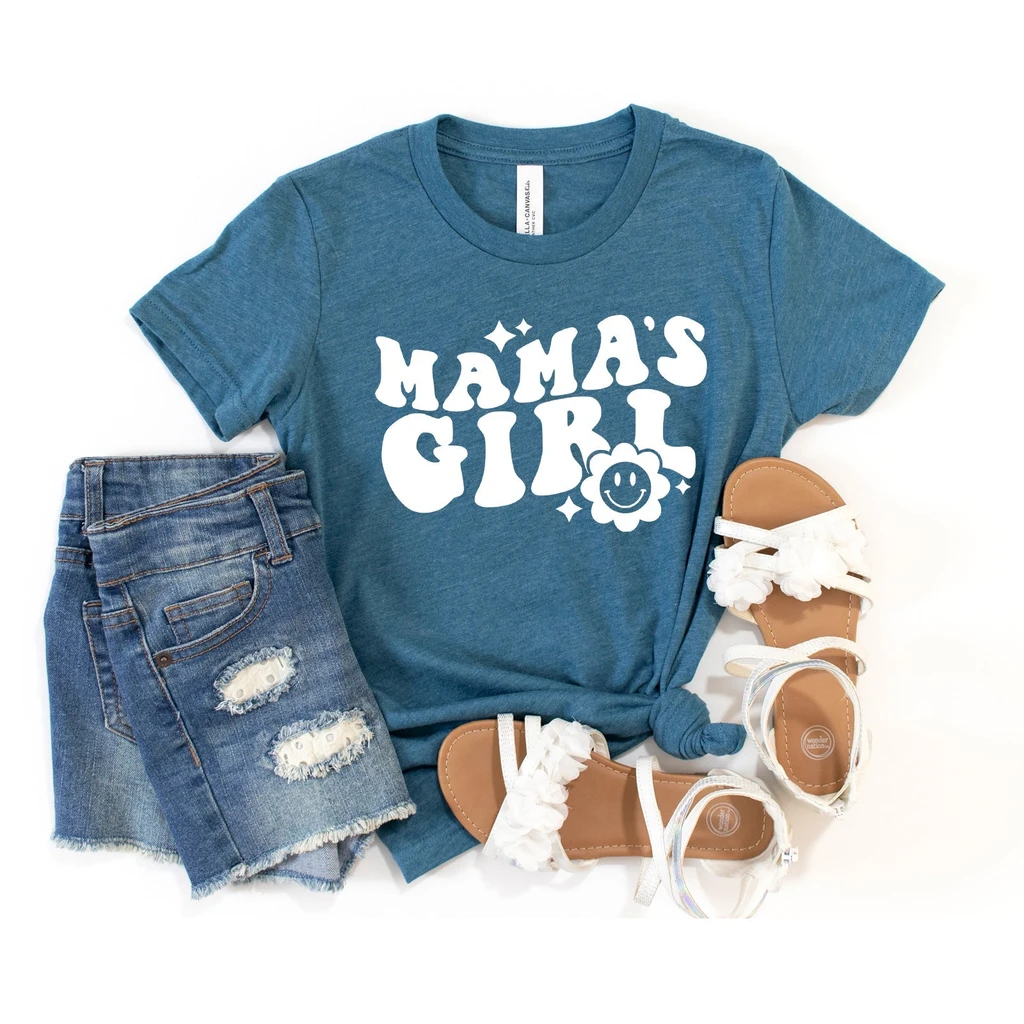 The Juniper Shop Mama's Girl Flower | Toddler Short Sleeve Crew Neck - White