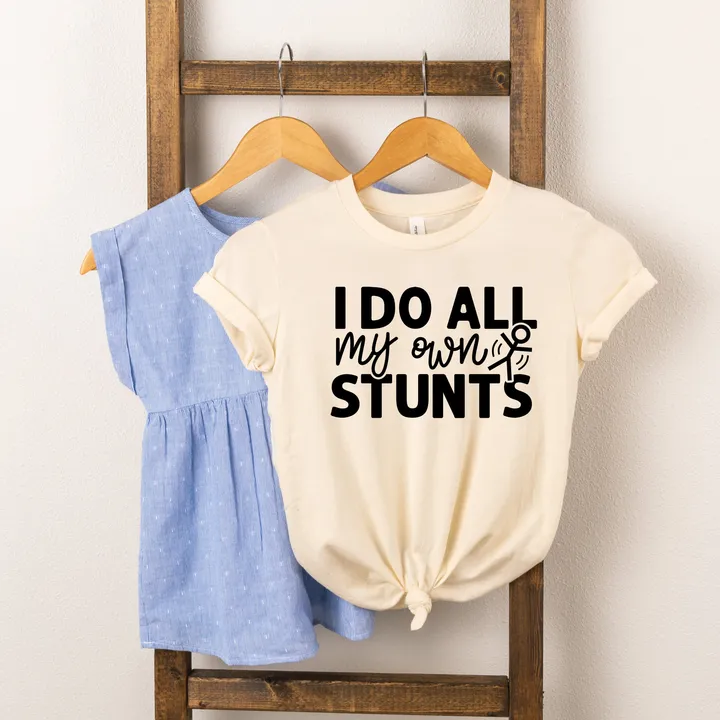 The Juniper Shop I Do All My Own Stunts | Toddler Short Sleeve Crew Neck - Black
