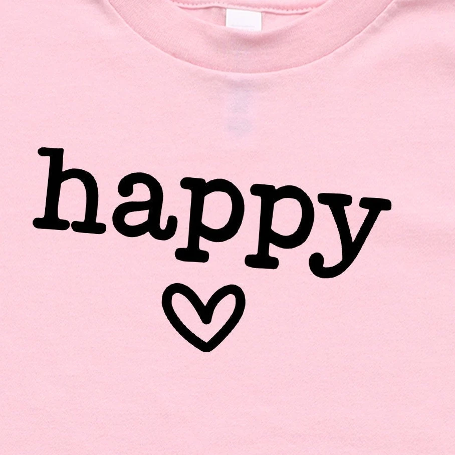 The Juniper Shop Happy Heart | Toddler Short Sleeve Crew Neck - Black