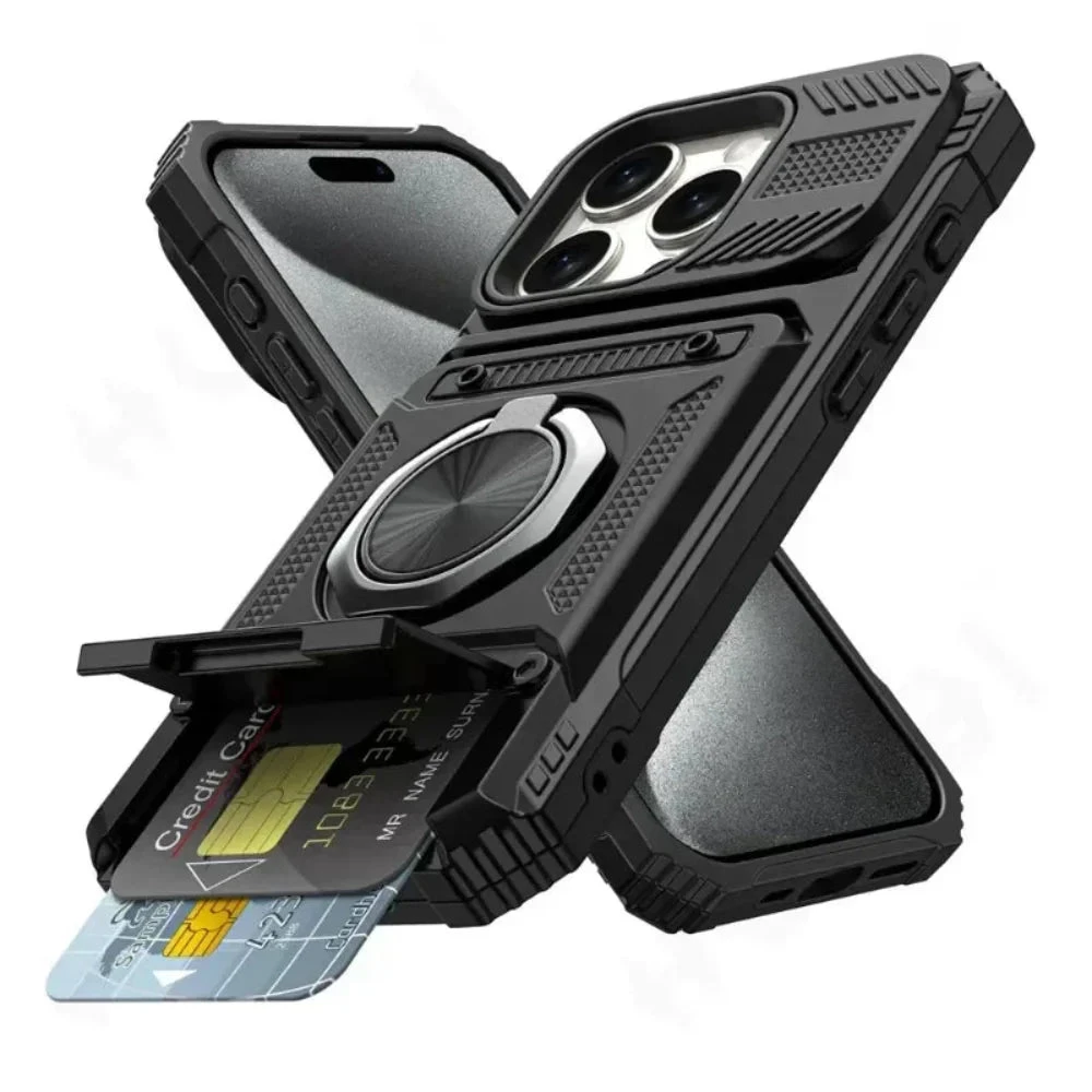 Onetify Armor Card Slot Protector Case with Magnetic Kickstand for iPhone