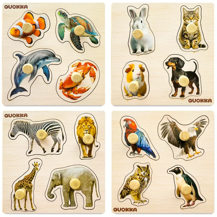 QUOKKA Wooden Set Puzzles For Toddlers 1-3 | Animal