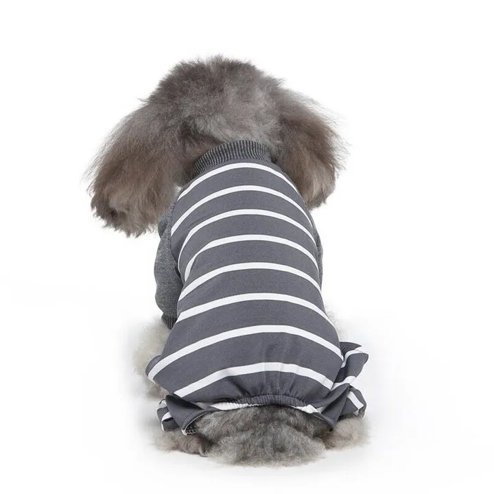 Onetify Cozy Striped Pajamas Jumpsuit for Small Dogs