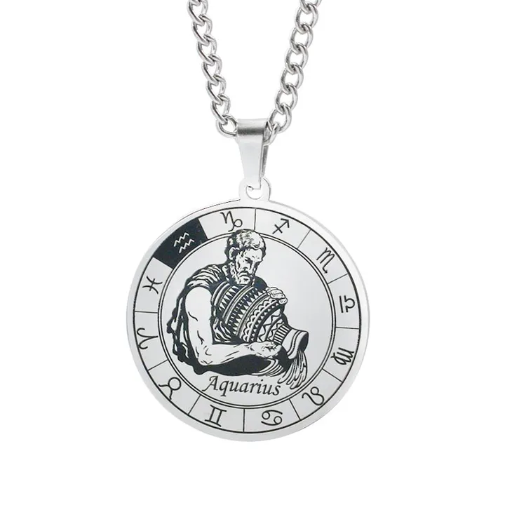 Onetify Unisex Horoscope Round Pendant Necklace - Adjustable & Durable