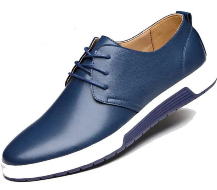 Onetify Stylish Blue Casual Leather Oxford Shoes for Men