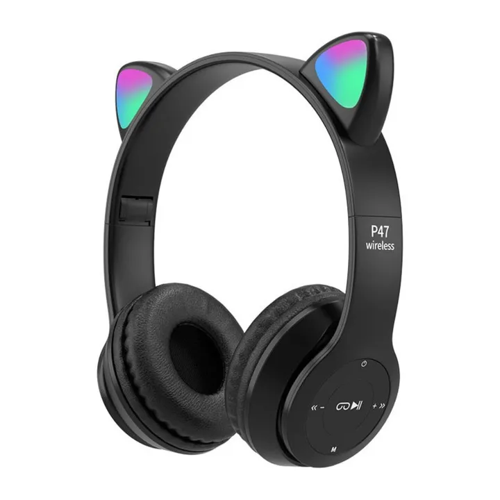 Onetify Cat Ears LED Bluetooth Headphones for Kids & Girls