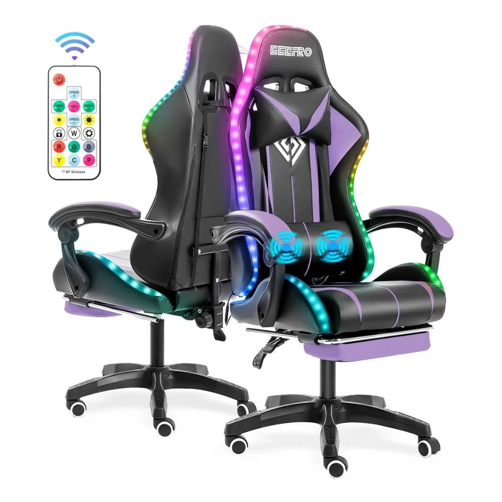 Onetify Gaming LED Massage Chair with Ergonomic Design & Footrest