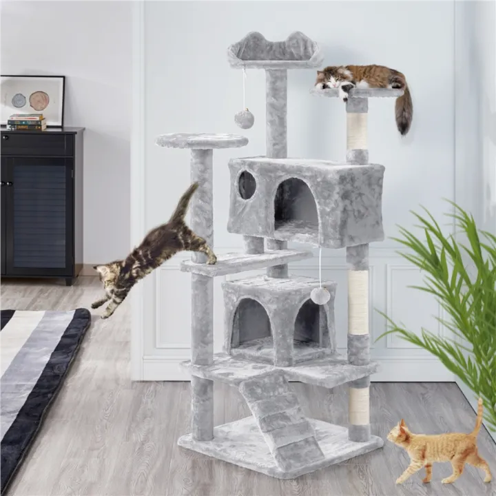 Onetify Cat Climbing Tower with Sisal Rope & Cozy Houses