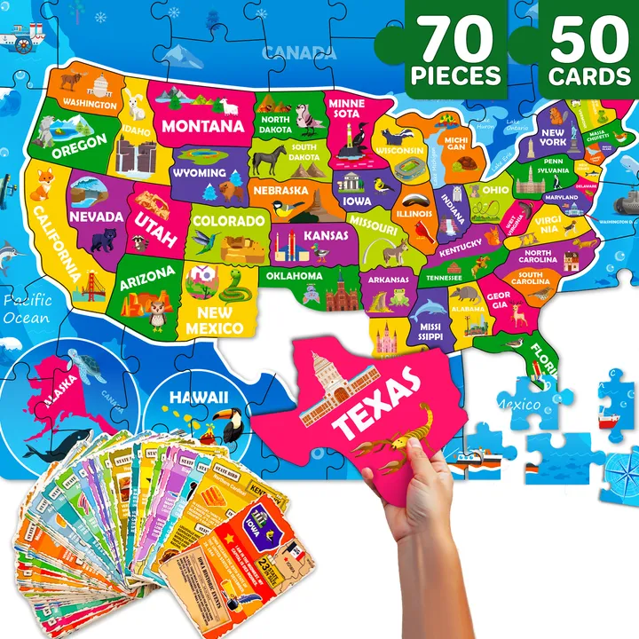 QUOKKA 70 Piece Jigsaw Puzzles 50 Cards For Kids | USA