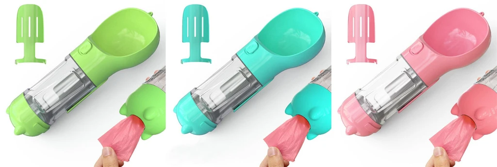 Dog Hugs Cat 3-In-1 Portable Pet Travel Bottle With Storage