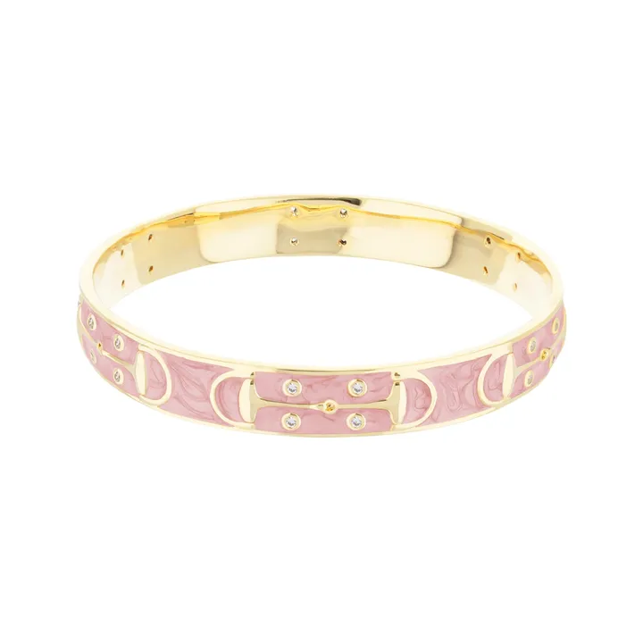 Lauren G Adams Stirrup Stackable Bangle with Pink Enamel & Gold Finish
