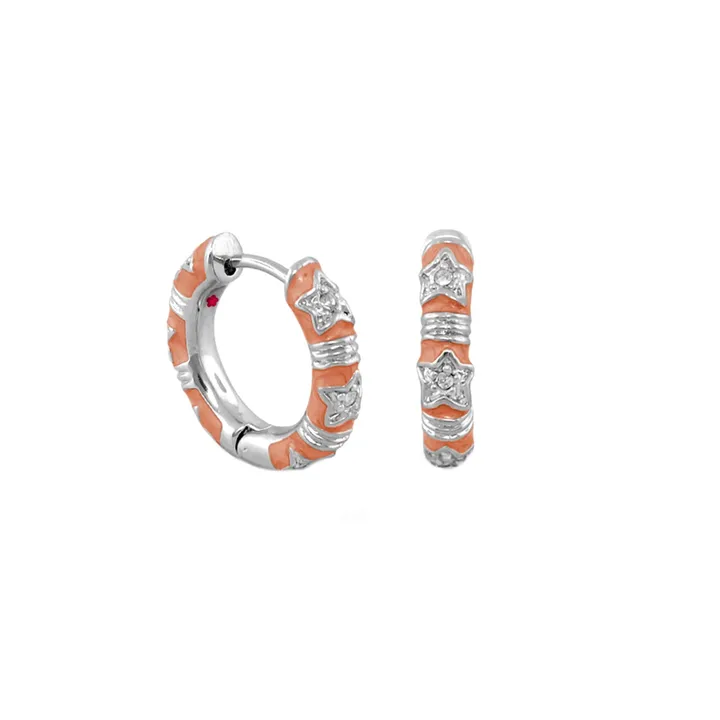 Lauren G Adams Stars of Night Rhodium-Plated Huggie Earrings with Crystal Accents