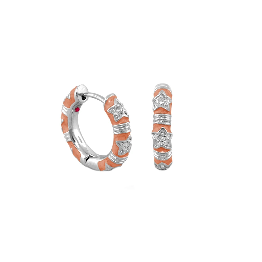 Lauren G Adams Stars of Night Rhodium-Plated Huggie Earrings with Crystal Accents