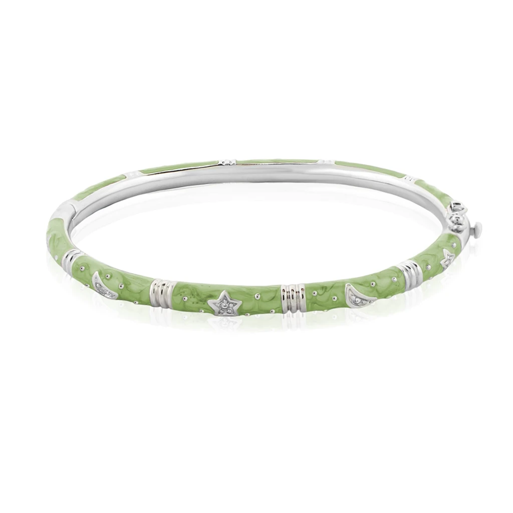 Lauren G Adams Stars of Night Bangle with Green Enamel & Crystal Accents