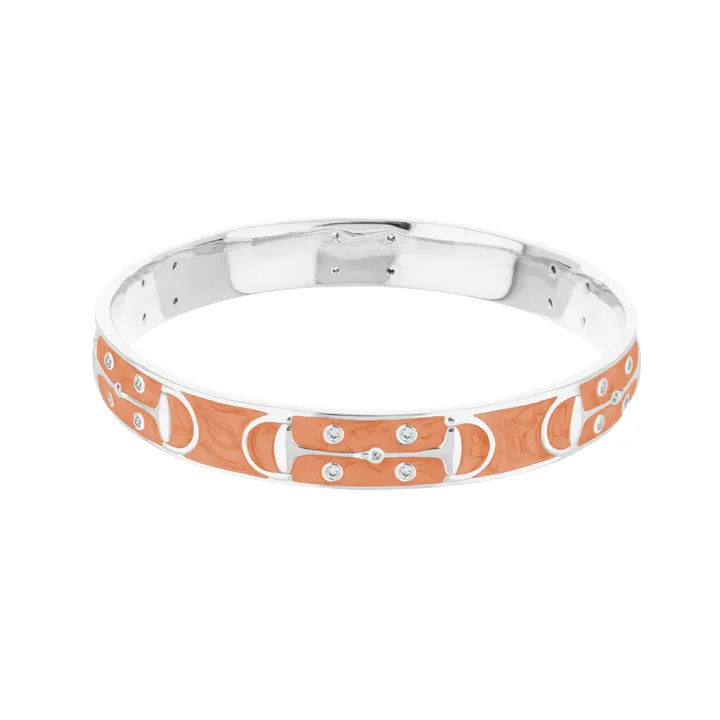 Lauren G Adams Stirrup Stackable Bangle with Orange Enamel