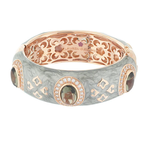 Lauren G Adams Eliat Rose Gold Plated Bangle with Cubic Zirconia Accents