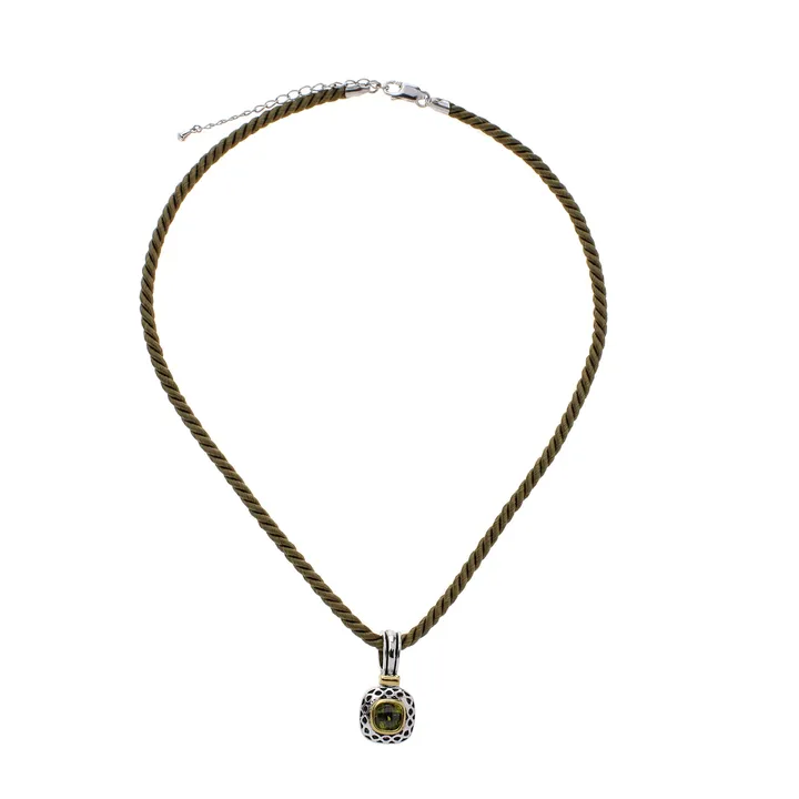 Lauren G Adams Vintage Rhodium-Plated Brass Pendant with Green Cubic Zirconia