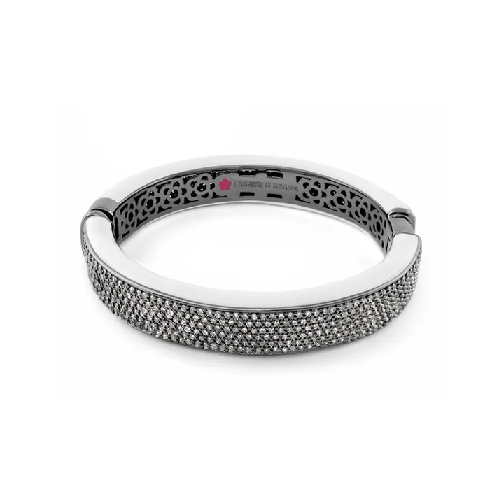 Lauren G Adams The Glam Bangle with White Enamel & Cubic Zirconia