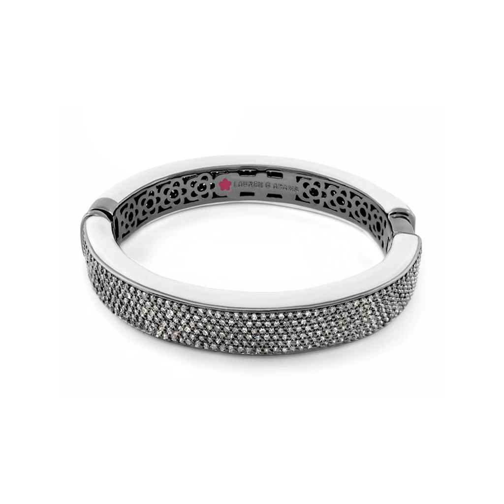 Lauren G Adams The Glam Bangle with White Enamel & Cubic Zirconia