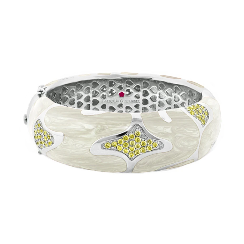 Lauren G Adams Swirl Tattoo Rhodium-Plated Brass Bangle with Cubic Zirconia