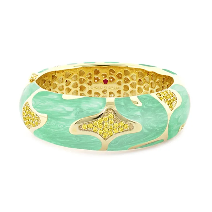 Lauren G Adams 18k Gold Plated Swirl Tattoo Bangle with Cubic Zirconia