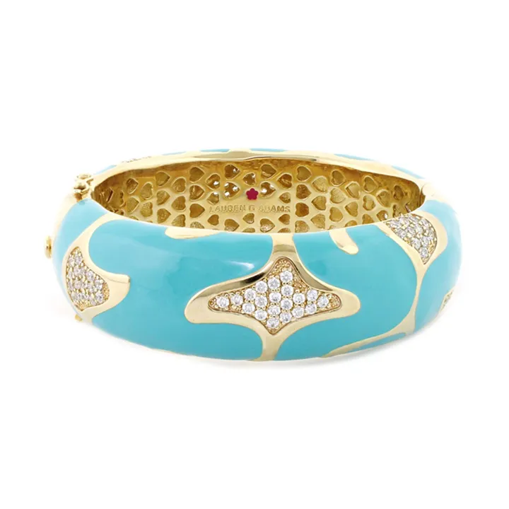 Lauren G Adams 18K Gold Plated Swirl Tattoo Bangle with Cubic Zirconia