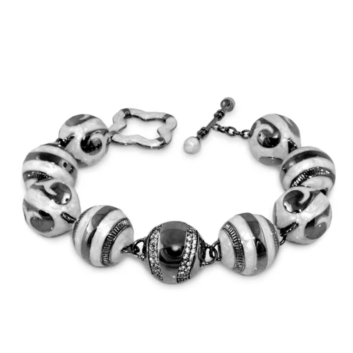 Lauren G Adams You Neek Signature Enamel Bead Rhodium-Plated Bracelet