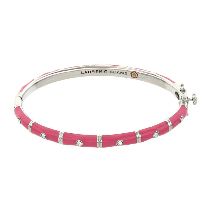 Lauren G Adams Tiny Dots Stackable Bangle with Pink Enamel & Crystal Accents