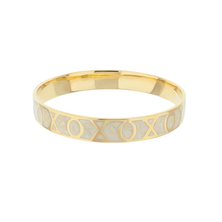 Lauren G Adams Elegant 18k Gold Plated Slip-On Bangle with Enamel Finish