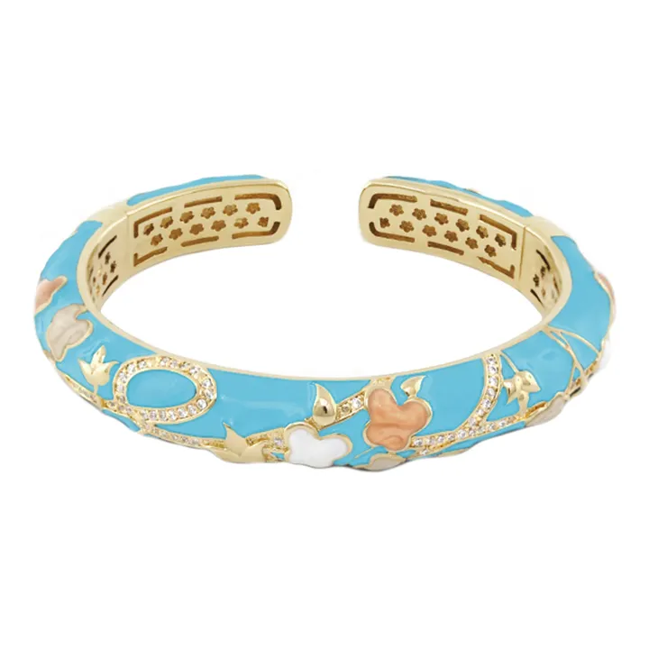 Lauren G Adams You Neek 18k Gold Plated Bangle with Turquoise Enamel