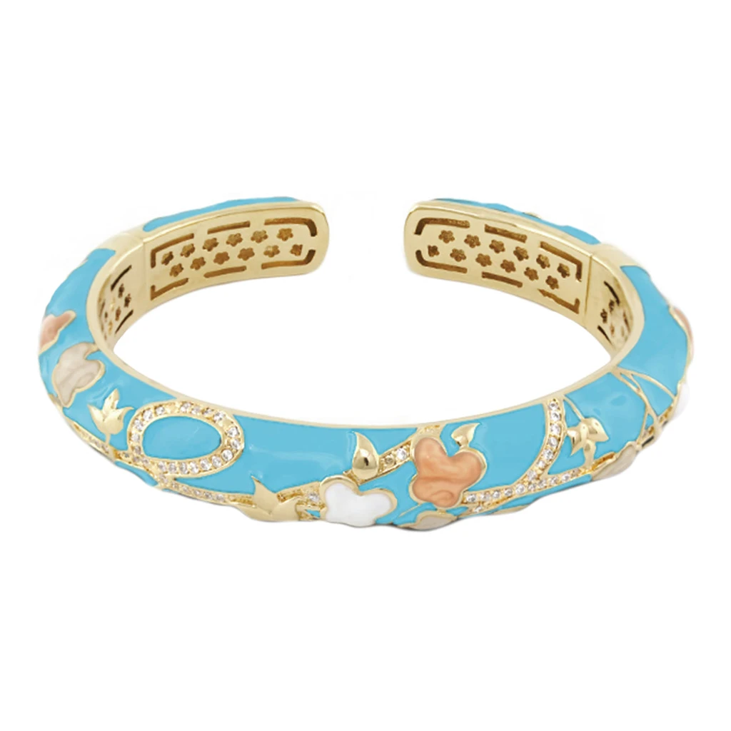 Lauren G Adams You Neek 18k Gold Plated Bangle with Turquoise Enamel