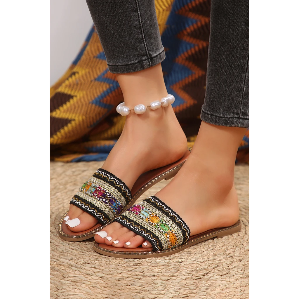 Threaded Pear Apparel Quincy Bohemian Pattern Crochet Slippers