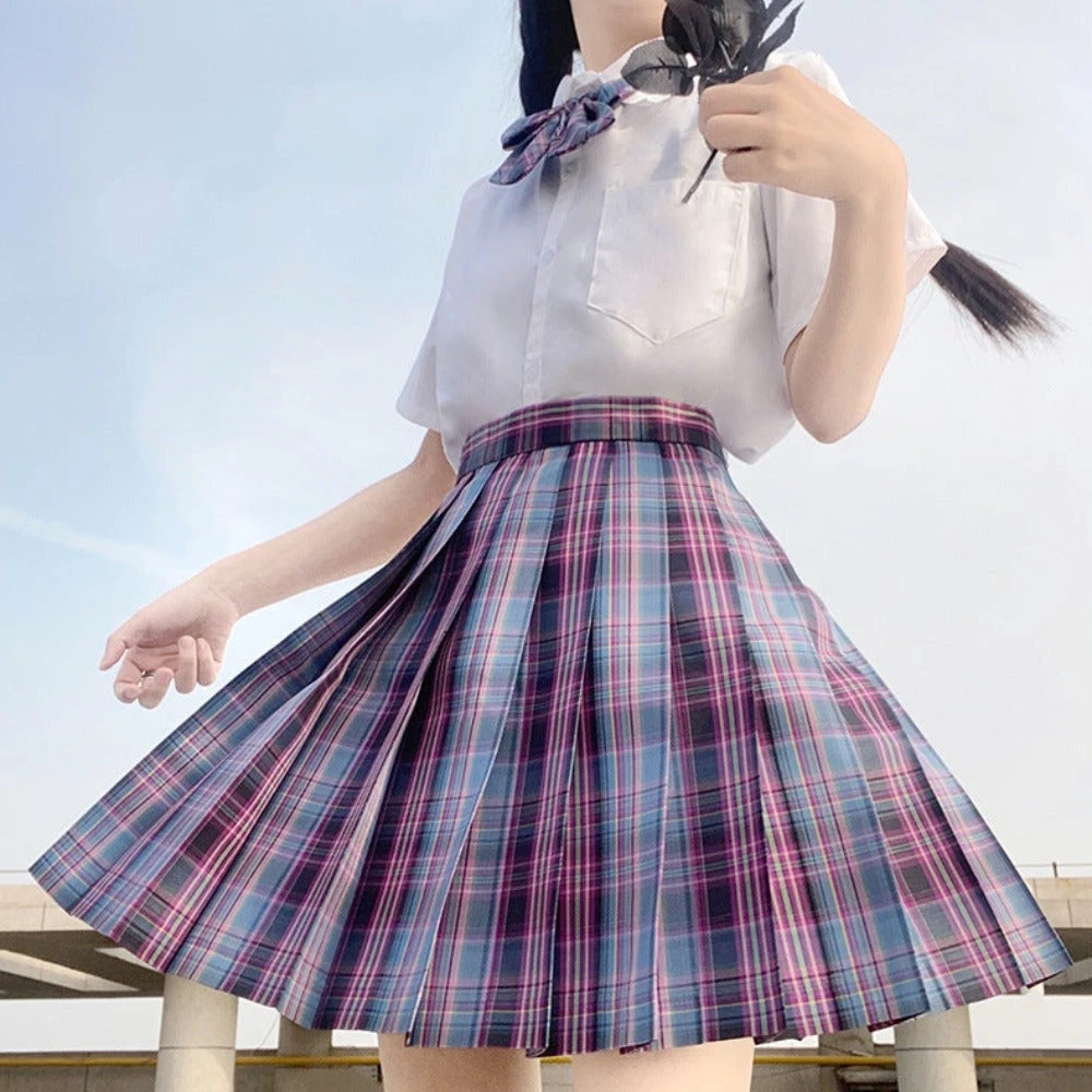 Onetify Girls Anime Theme Checkered Skirt