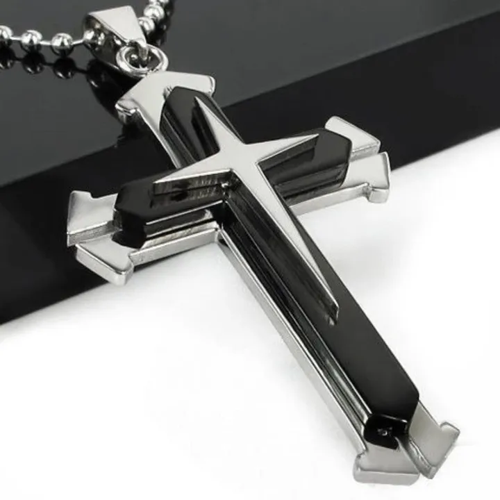 Onetify Mens Steel Cross Pendant Necklace
