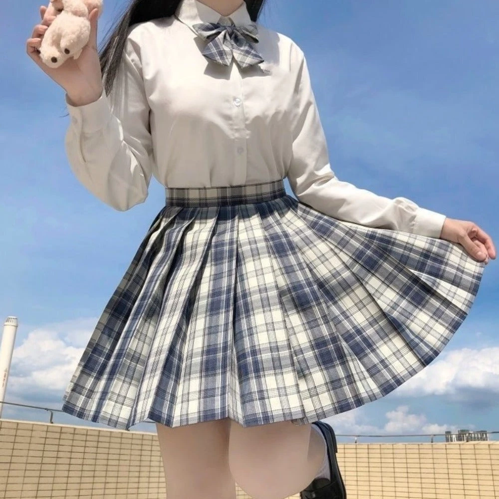 Onetify Girls Anime Theme Checkered Skirt