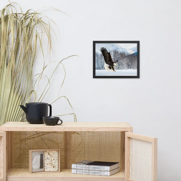 PIPA Fine Art Majestic Bald Eagle Over Alaskan Winter Landscape Wall Art