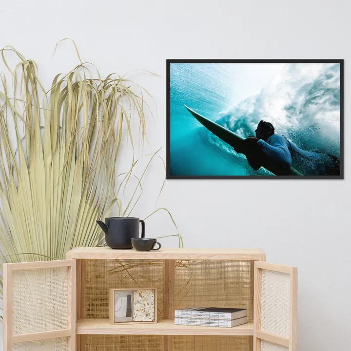 PIPA Fine Art Beneath the Break 2 Coastal Lifestyle Abstract Nature Photograph Framed Wall Art Print