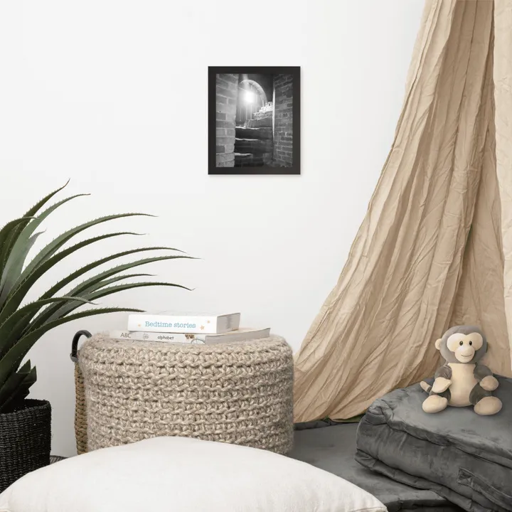 PIPA Fine Art Fort Clinch Stairway Black and White Framed Wall Art