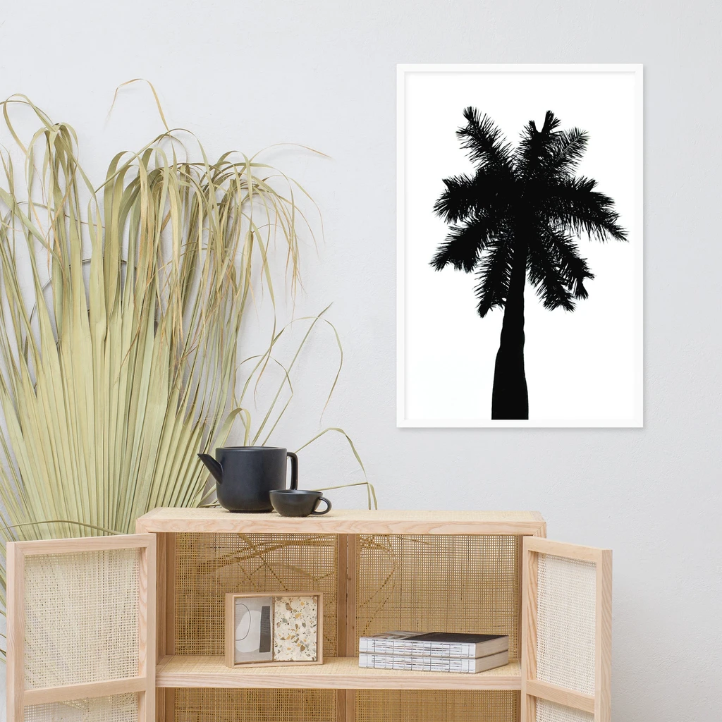 PIPA Fine Art Palm Tree Silhouette Framed Wall Art - Tranquil Home Decor