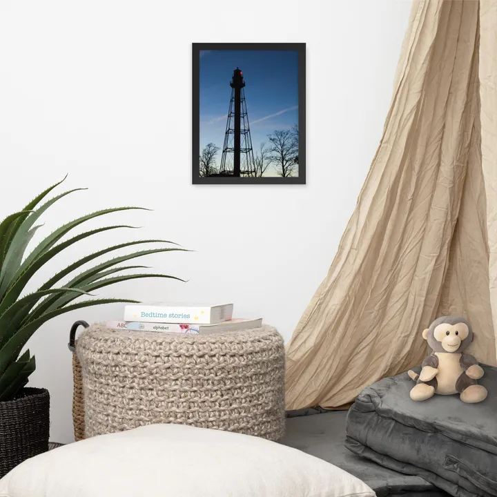 PIPA Fine Art Reedy Point Lighthouse Silhouette Framed Wall Art