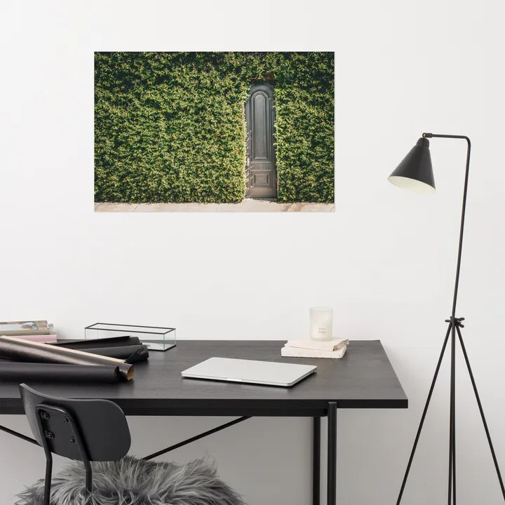 PIPA Fine Art Rustic Wooden Door and Ivy Wall Art Print for Home Decor