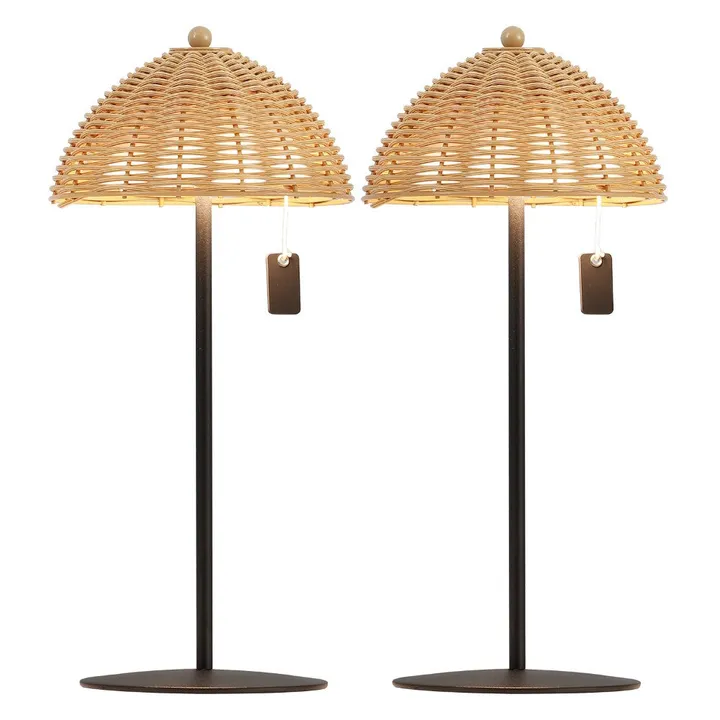 JONATHAN Y Tilly Modern Coastal Wicker Shade Dimmable Integrated LED Table Lamp