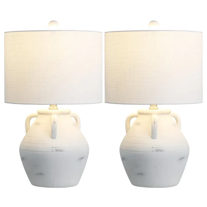 JONATHAN Y Altea Rustic Coastal Pottery Jar LED Table Lamp 20.5"