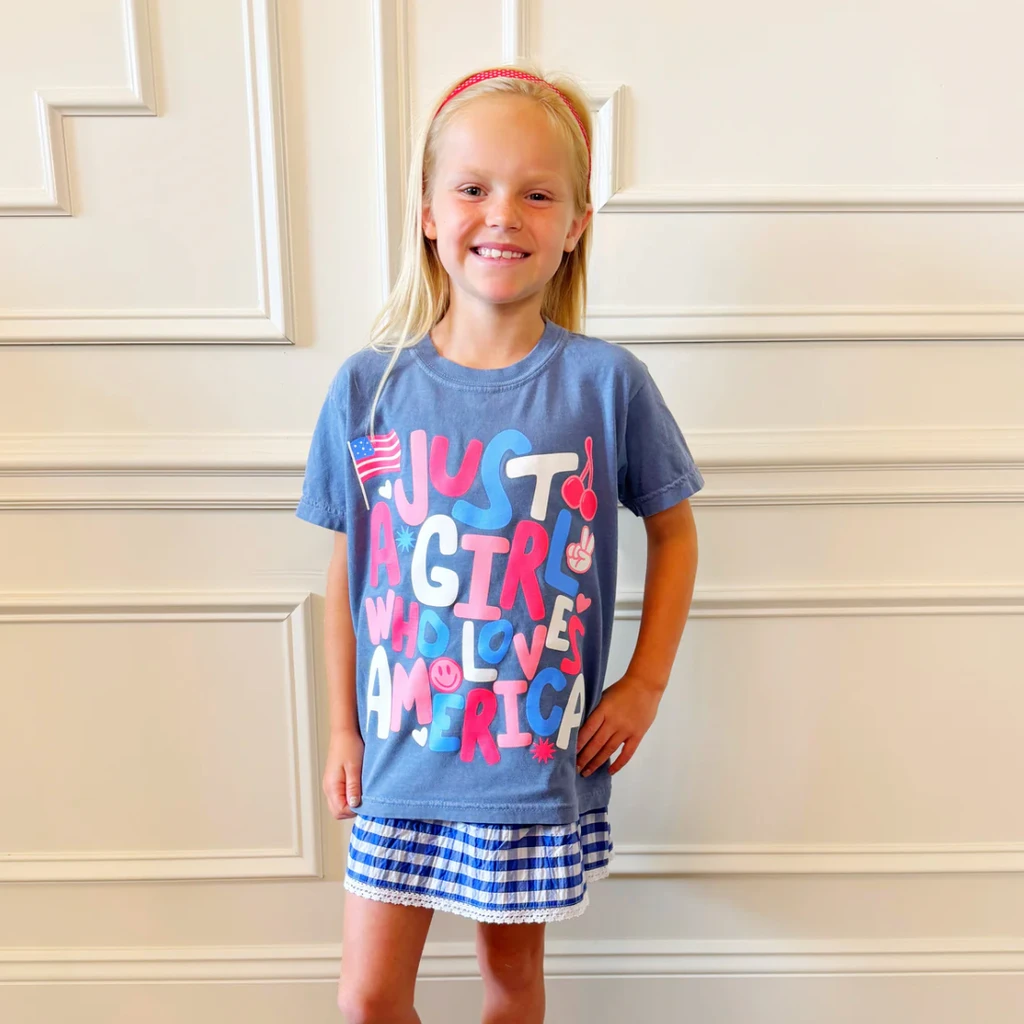 Poppy Pine Just A Girl Who Loves America Tee