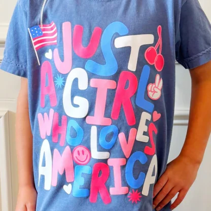 Poppy Pine Just A Girl Who Loves America Tee