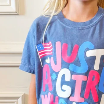 Poppy Pine Just A Girl Who Loves America Tee