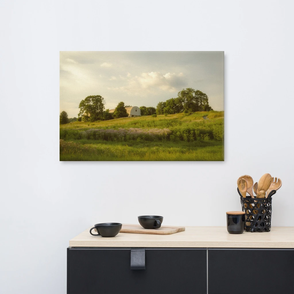 PIPA Fine Art Rustic Barn Landscape Canvas Wall Art for Serene Home Decor